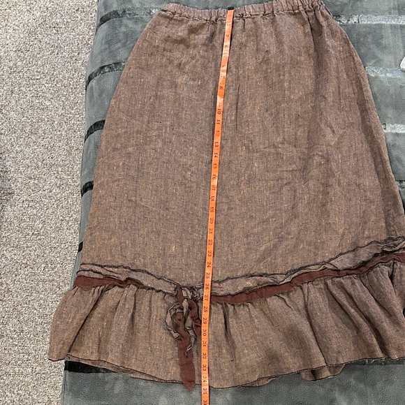 Artsy Sarah Clemens Cottagecore Linen Maxi Skirt ✨Ribbon+Tie Detail. Handmade - Picture 6 of 6